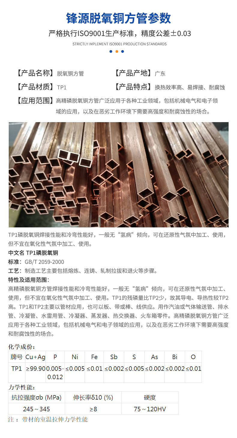 高精磷脫氧銅方管參數(shù)